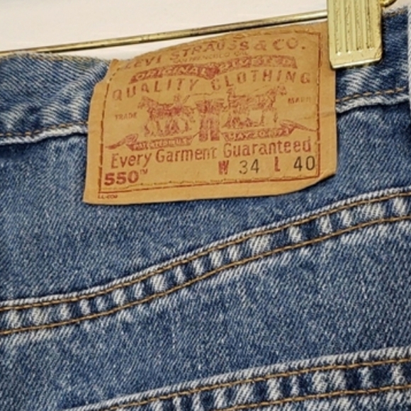Mens Levis 550 Med Wash Relaxed 34 XTall Heavy Weight Outdoor Jeans Classic - Picture 10 of 16
